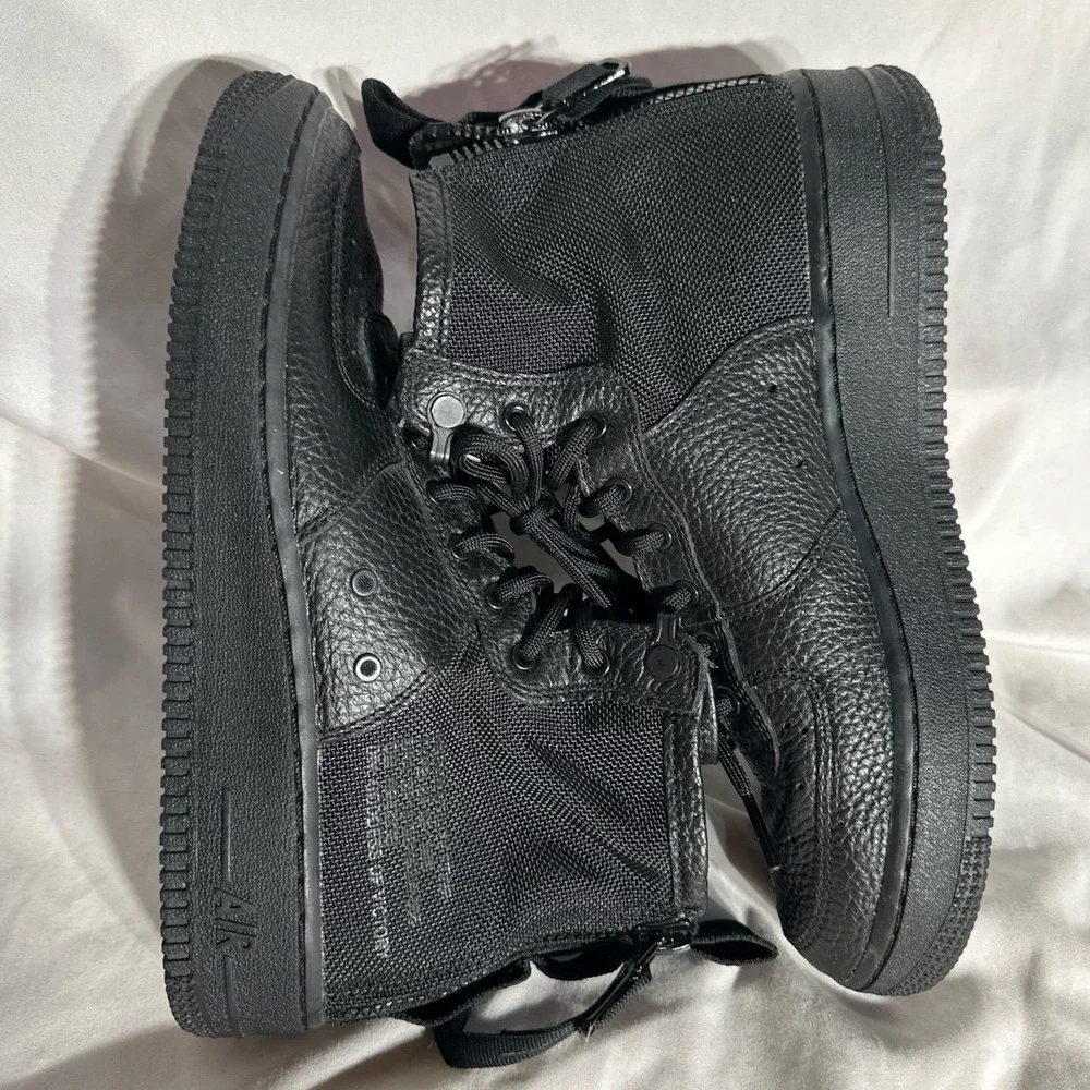 Nike Air Force 1 Mid Slit Black - Woman's 8 - Good Like New Condition